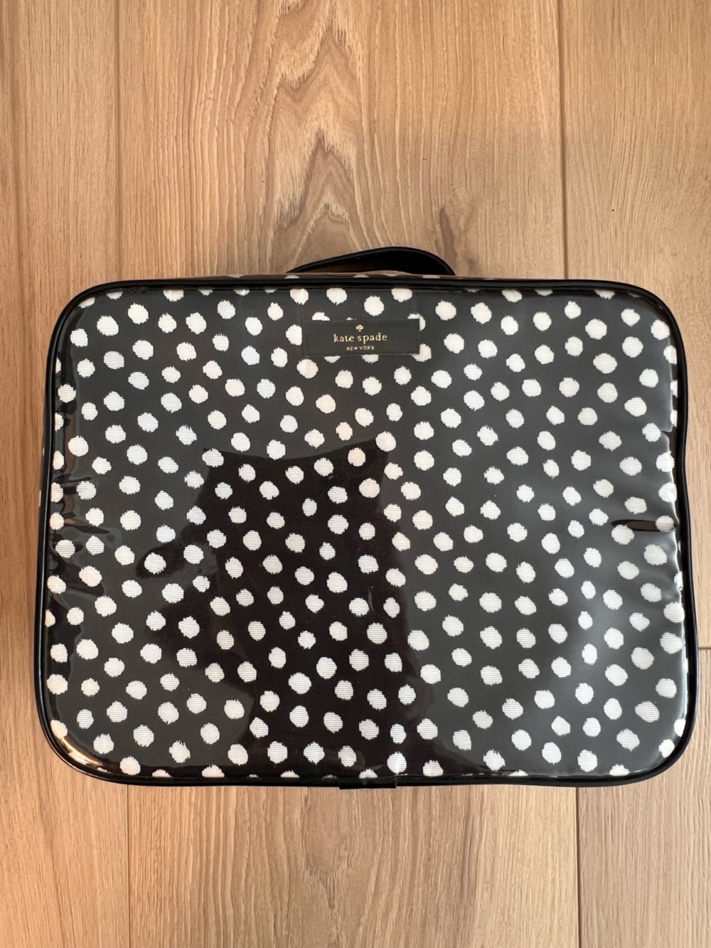 kate spade Black and White Polka Dot Cosmetic Train Case